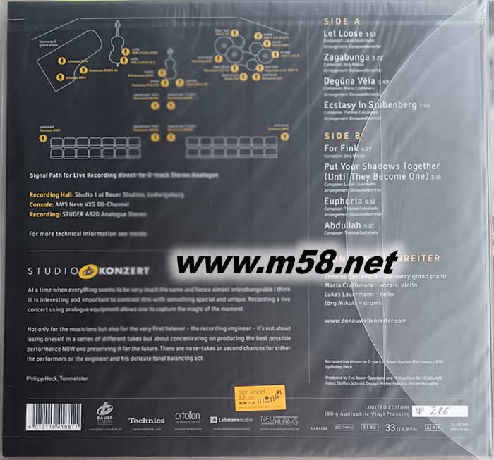 (AAA立體聲VOL.34)多瑙河沖浪者四重奏Studio Koncert :Donauwellenreiter爵士 黑膠 限量版專輯背面圖片