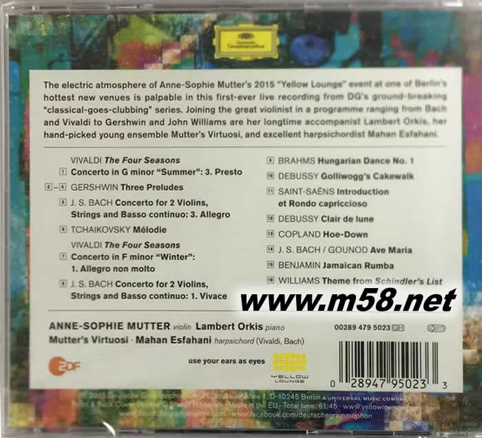 慕特神采 Yellow Lounge古典新創意 LIVE THE CLUB ALBUM 小提琴與鋼琴專輯背面圖片