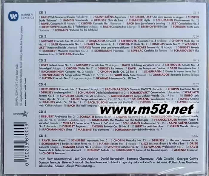 100 BEST RELAXING PIANO 抒情鋼琴音樂百分百精選 6CD套裝專輯背面圖片