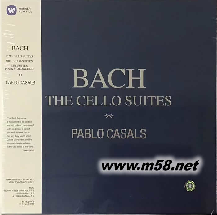 Bach : The 6 Cello Suites 卡薩爾斯演奏巴哈無伴奏大提琴組曲全集 3黑膠專輯正面圖片