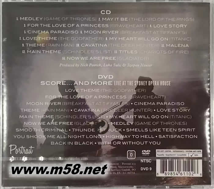Score (Deluxe Edition) 提琴雙杰 電影巡禮 (CD+DVD影音雙碟豪華版)專輯背面圖片