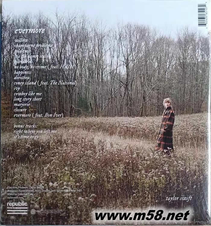 evermore coloured 恒久傳說 綠膠 雙黑膠專輯背面圖片