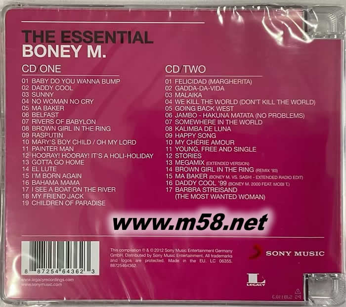 Boney M THE ESSENTIAL 迪斯科演唱組專輯背面圖片