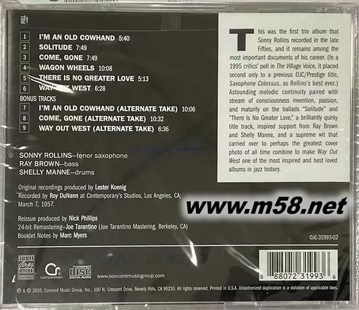 西方的出路 Way Out West專輯背面圖片