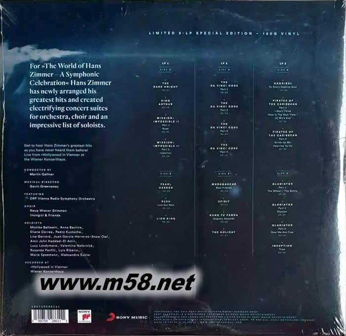 The World of Hans Zimmer - A Symphonic Celebration (Live)交響禮贊:漢斯.季默的音樂(lè)世界 黑膠專輯背面圖片