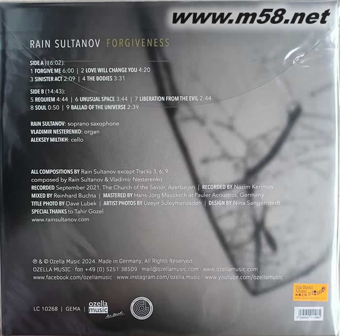 寬恕 Forgiveness 韋恩 蘇丹諾夫 薩克斯、管風琴、大提琴爵士三重奏 黑膠專輯背面圖片