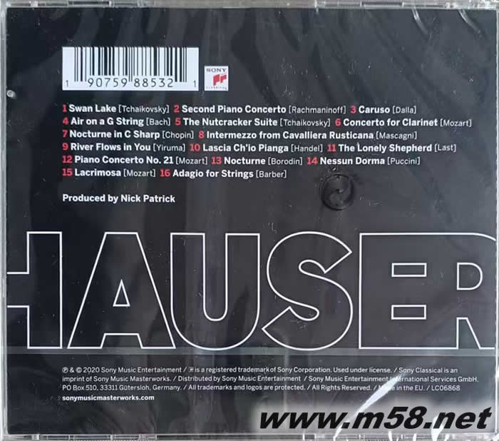 HAUSER Classic 琴聲 大提琴經典專輯背面圖片
