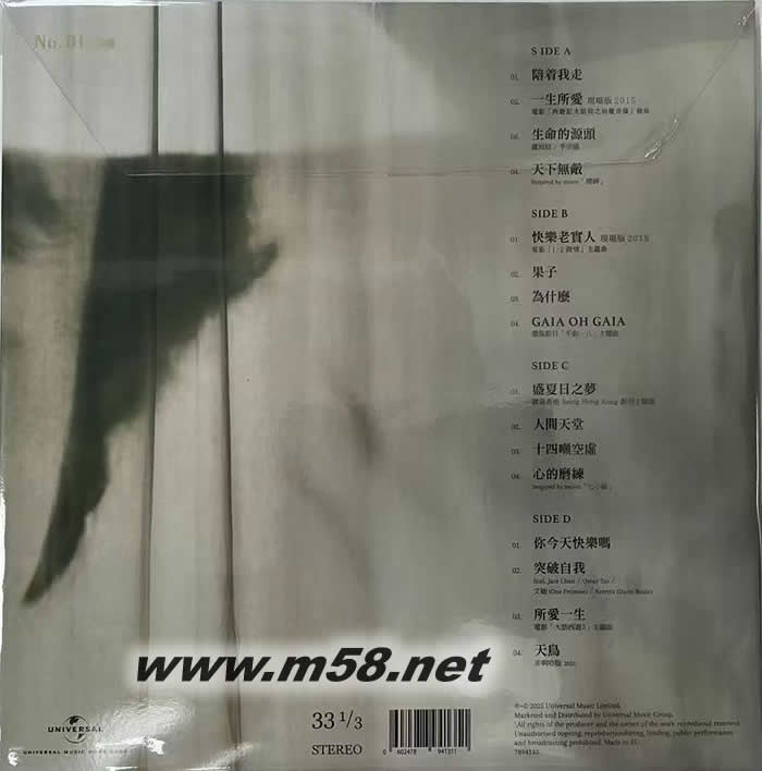 盧冠廷 Lowell Lo Title: My Music ∙ My Life 雙黑膠 限量版專輯背面圖片